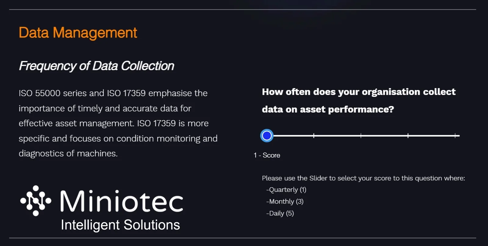 Example of one of the IIoT organisational reflection questions - Miniotec