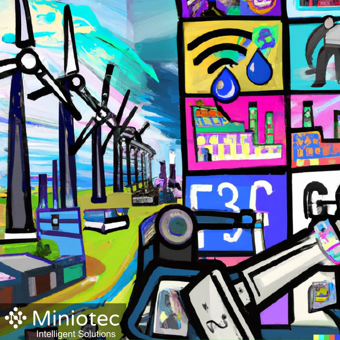 DALL·E 2023 - A Pop Art Painting of Industry 5.0 v5 - Miniotec