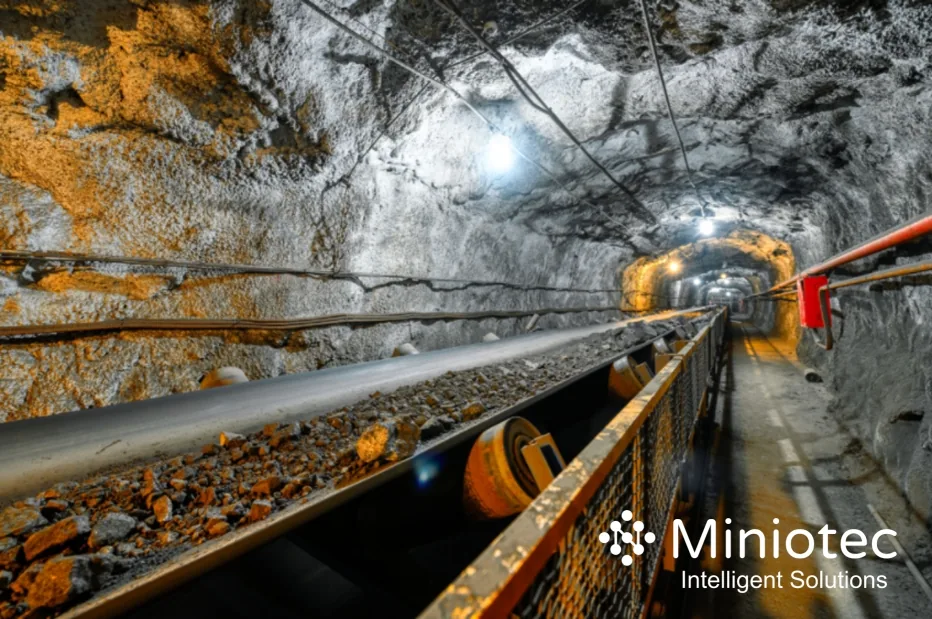Wireless vibration sensors can support underground mining, monitoring a conveyor in an underground mine tunnel - Miniotec