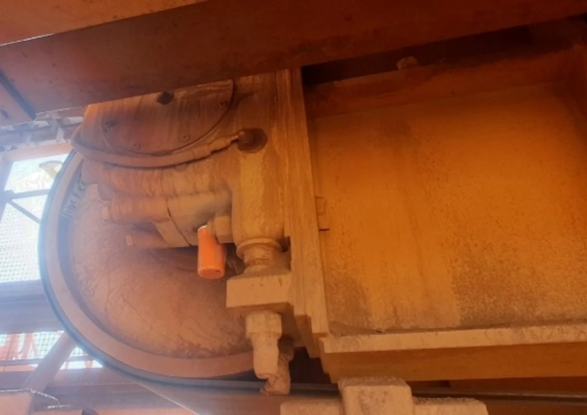 Wireless vibration sensor on a conveyor pulley at a Tier 1 mining operation